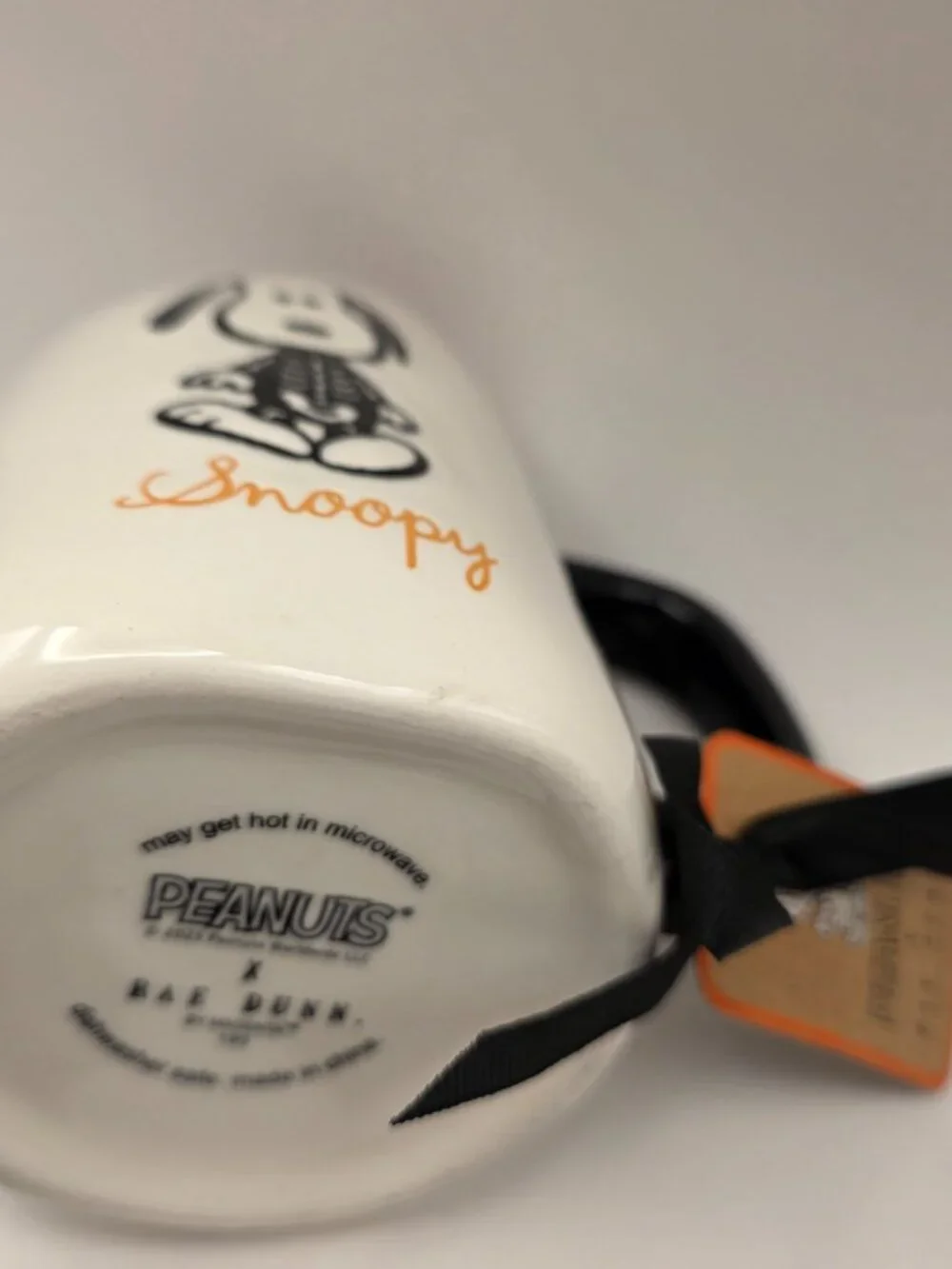 Rae Dunn Snoopy Skeleton Coffee Tea Mug - Cream and Black so stinking cute